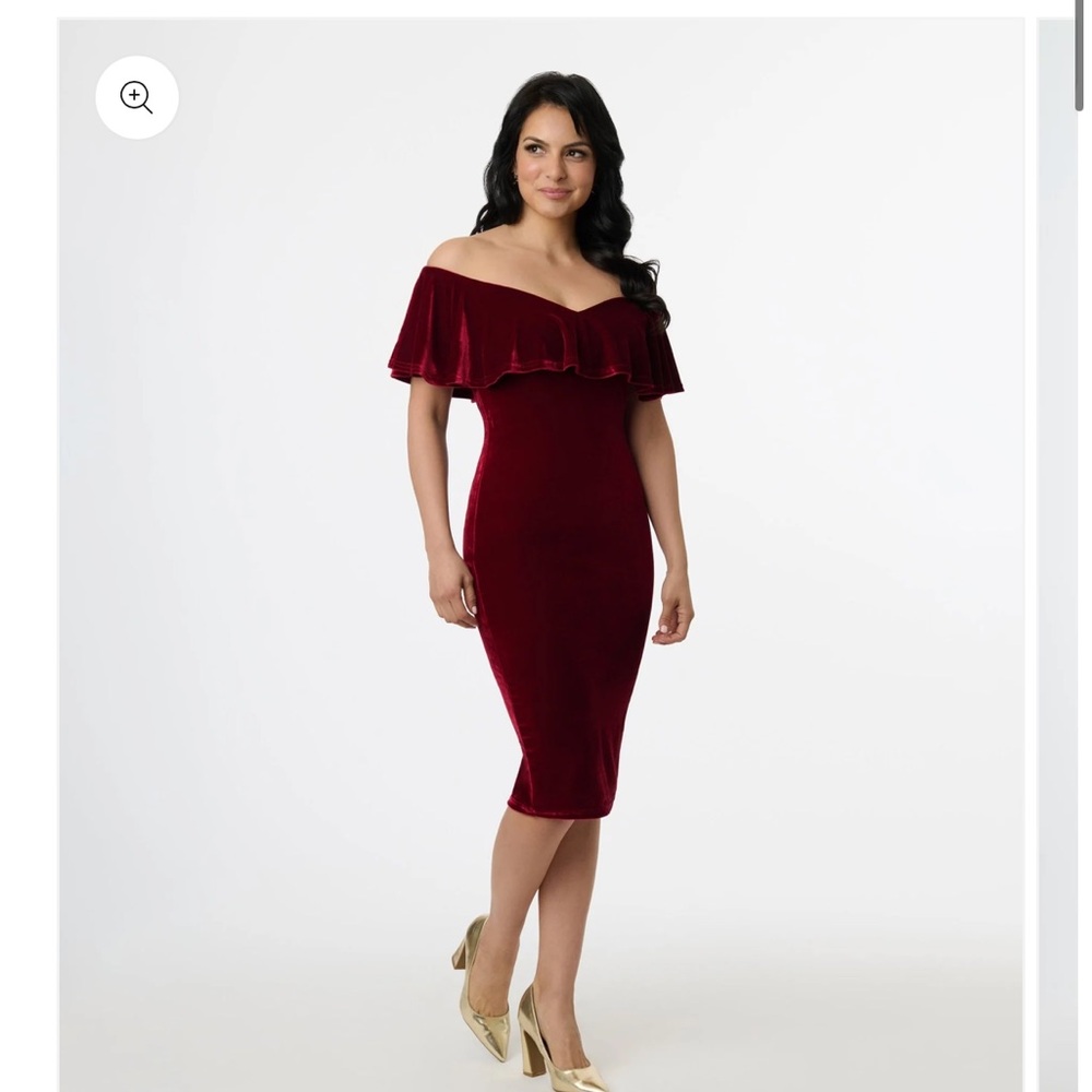 Unique Vintage Blue Velvet Dress M